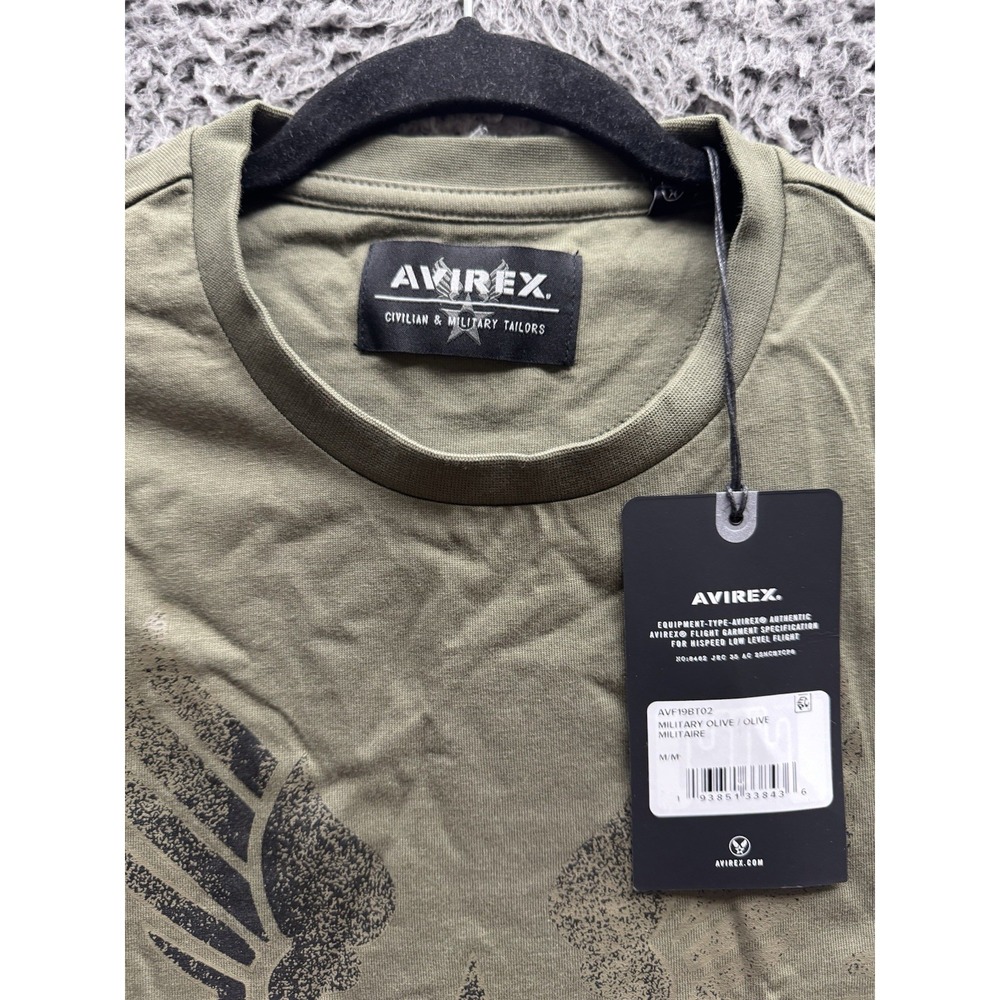 Avirex Men's Wingstar Short Sleeve Crew Neck Cotton T-Shirt Camo Green M NWD - Picture 3 of 8